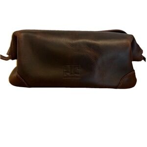 HLC Leather Toiletry Bag for Men - Premium Handmade Genuine Leather Travel Dark